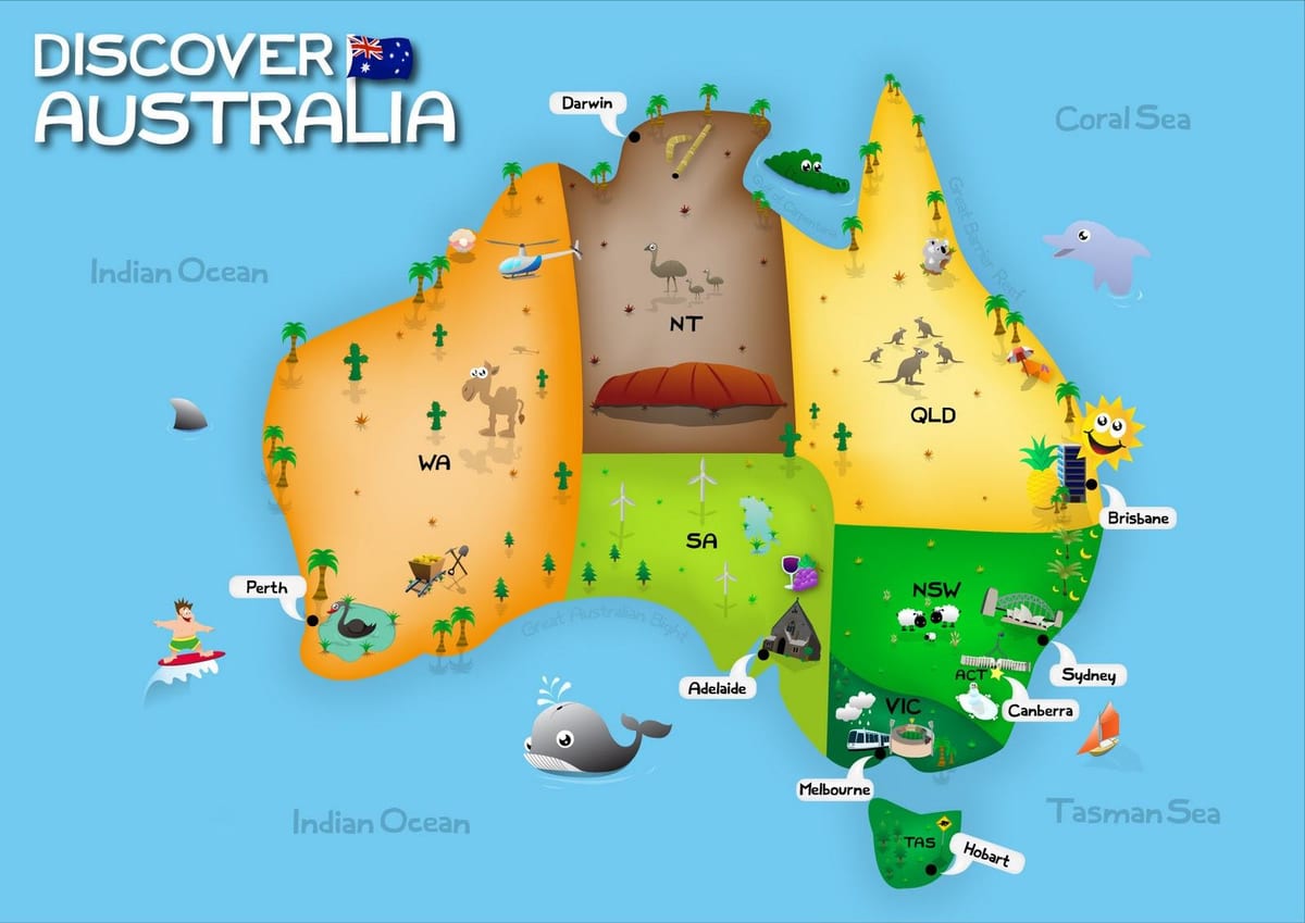 carte de l'Australie pour les enfants