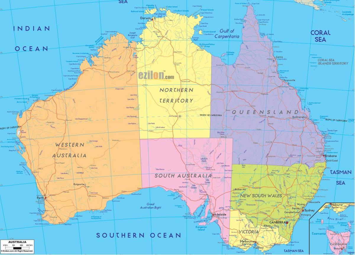 carte de l'Australie hd