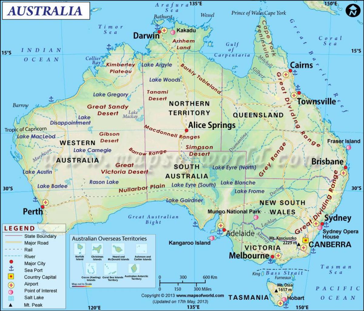 L'australie sur la carte