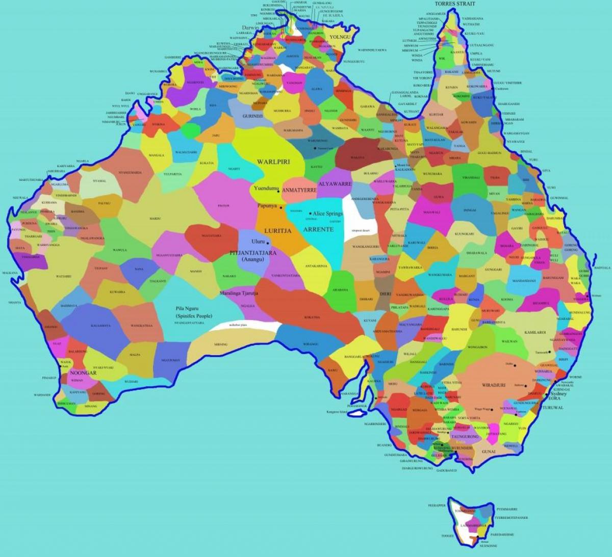 carte des autochtones de l'Australie