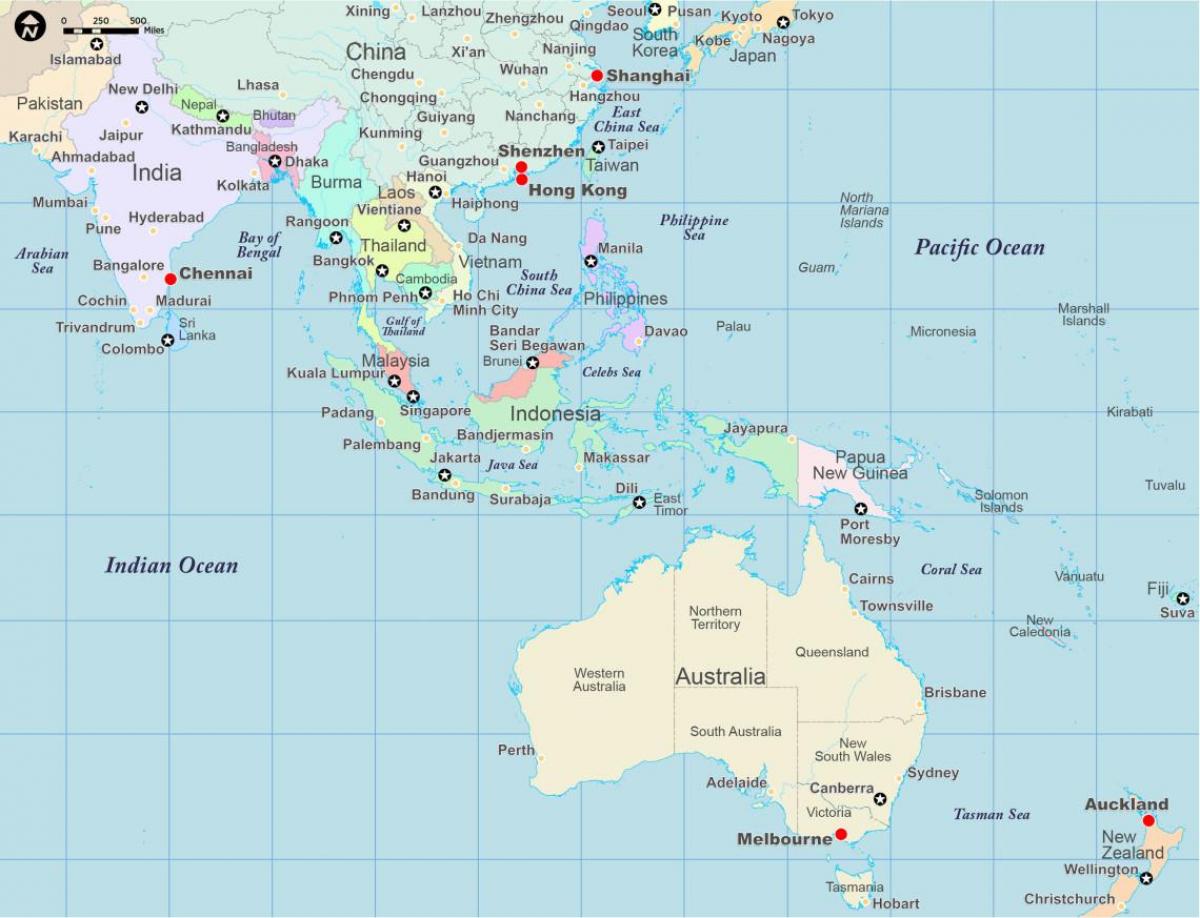 de l'asie et de l'Australie à la carte