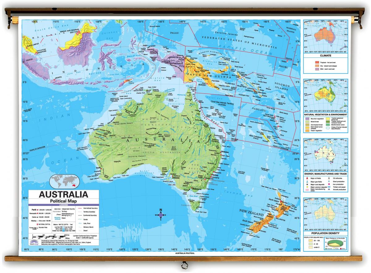 L'australie et les pays environnants carte