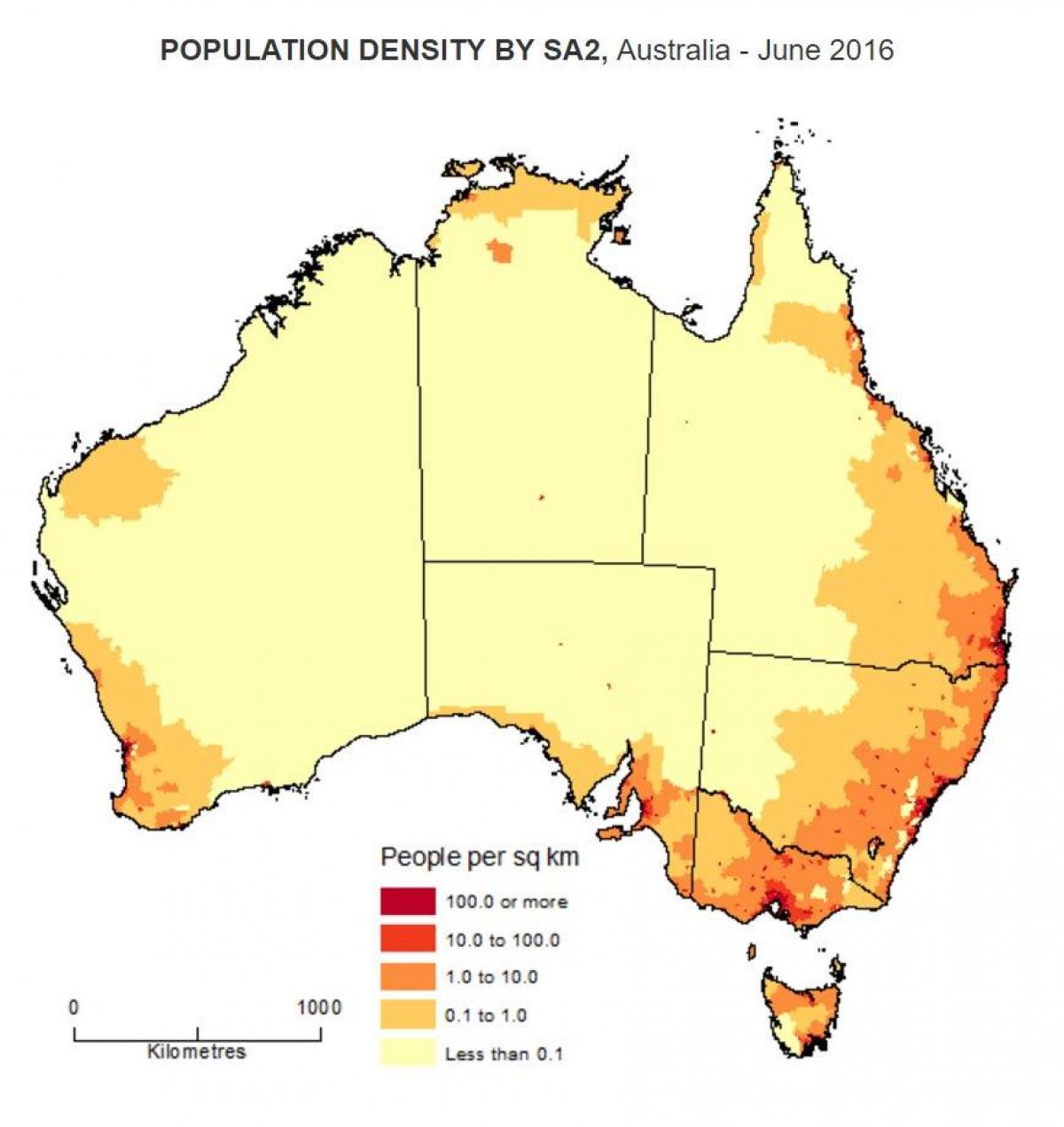 carte de la population de l'Australie