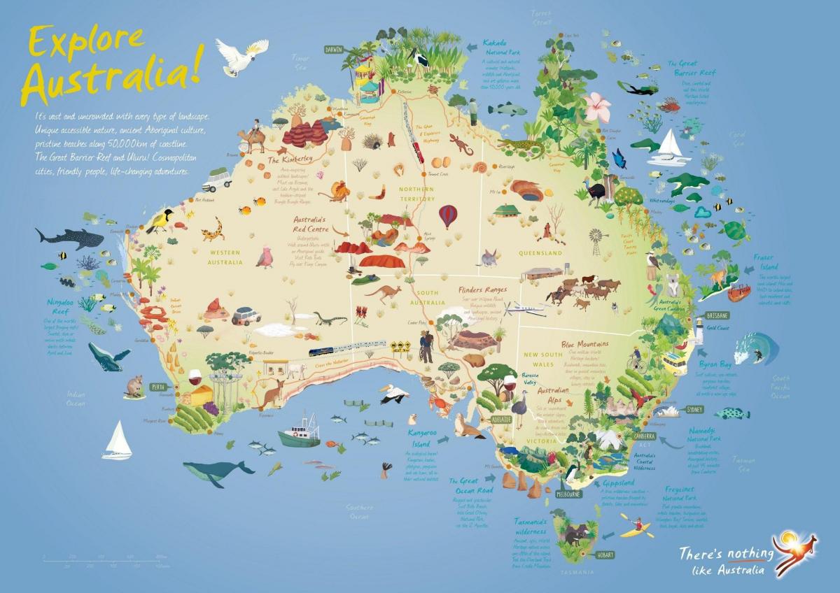 la carte touristique de l'Australie