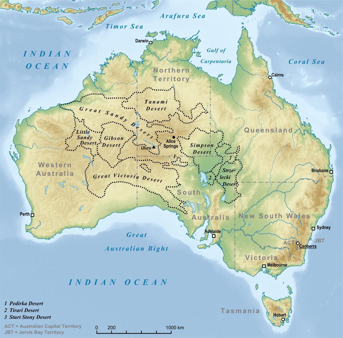 désert de l'Australie à la carte