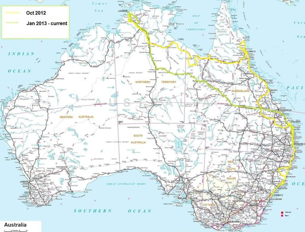 L'australie feuille de route