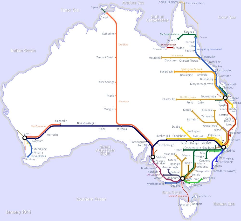 Australien trains de la carte