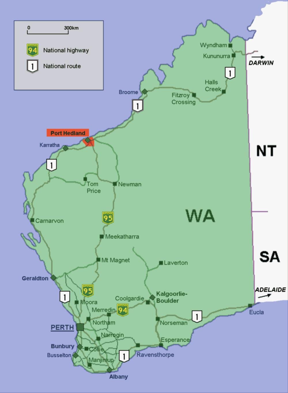 Carte de l'Australie Ports