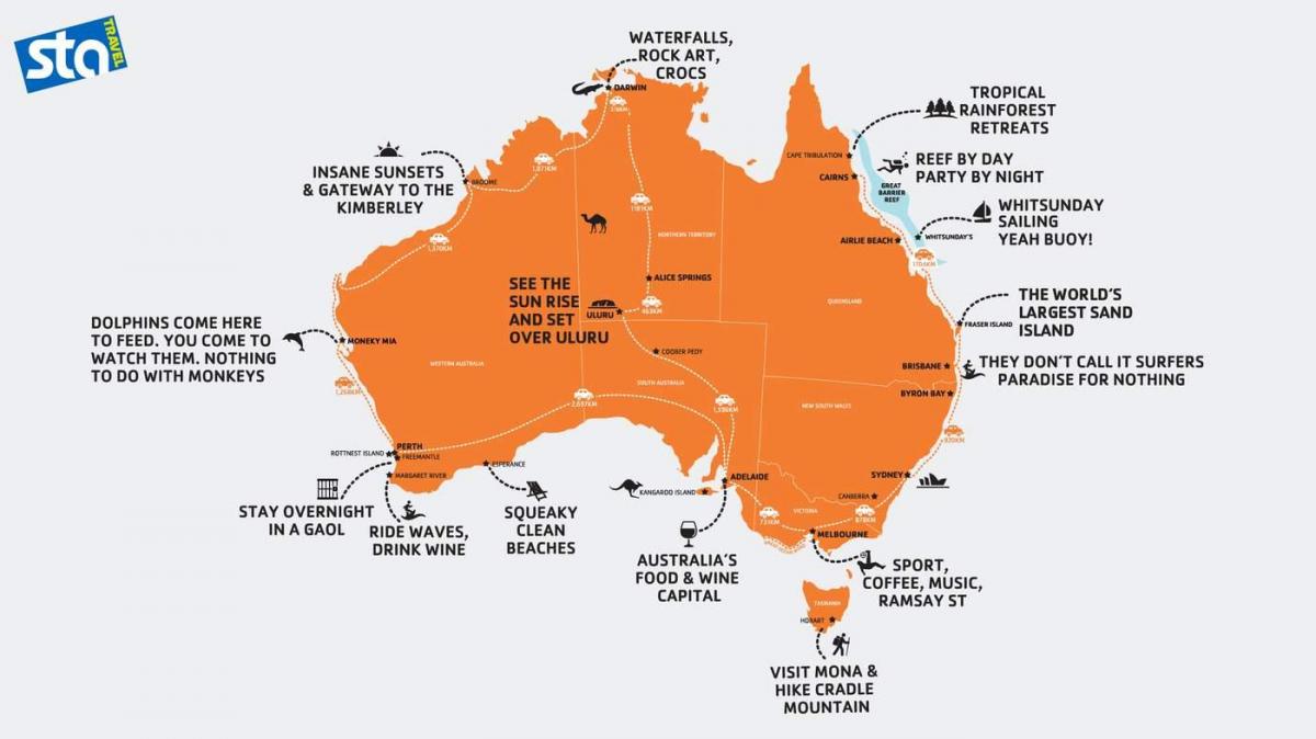 carte de l'Australie plage