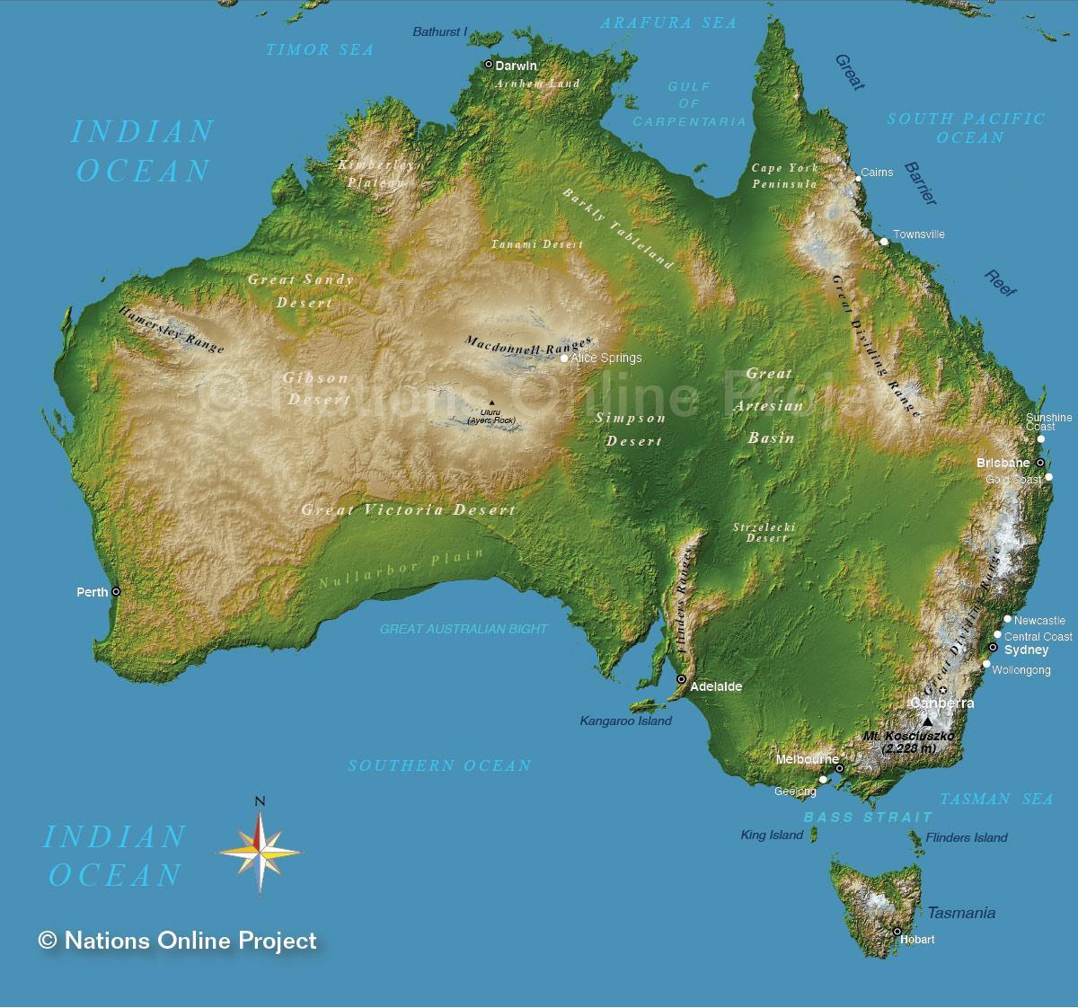 élévation de la carte de l'Australie