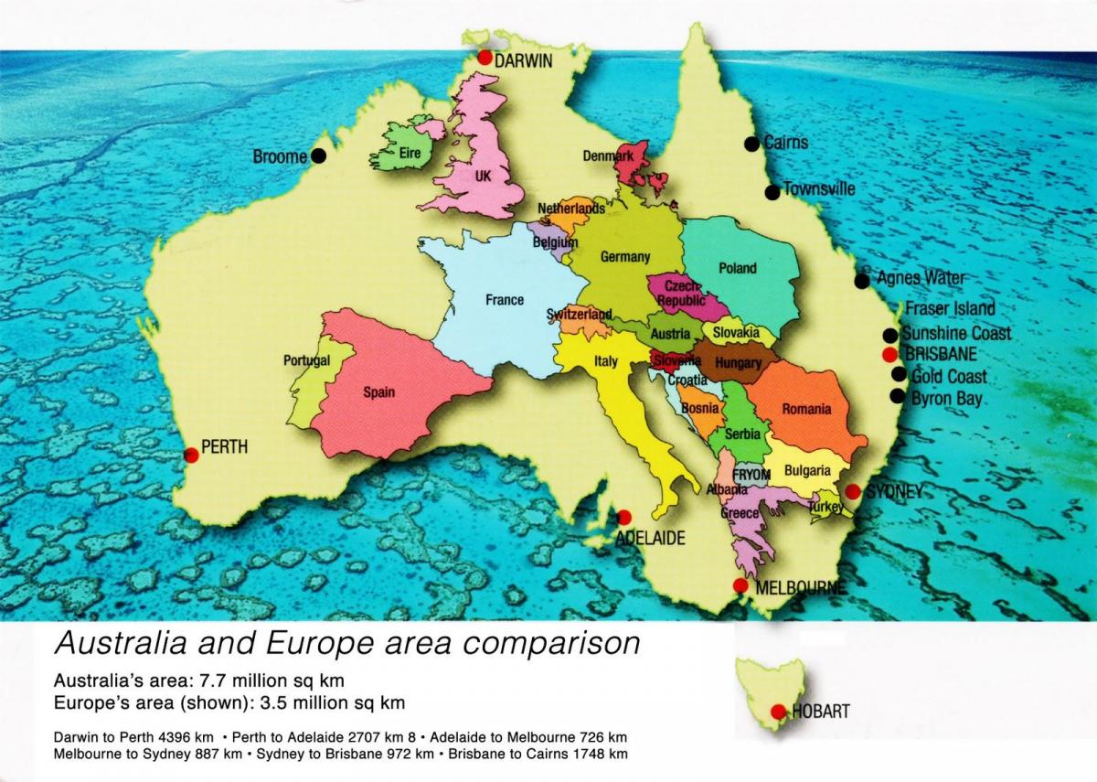 Carte de l'Europe en Australie