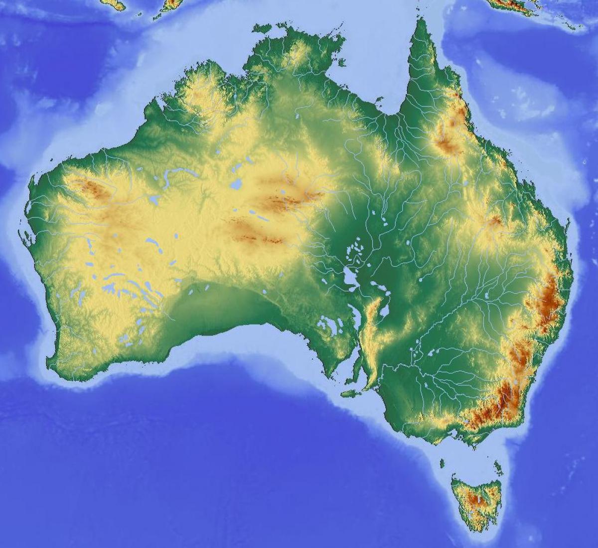carte topographique de l'Australie