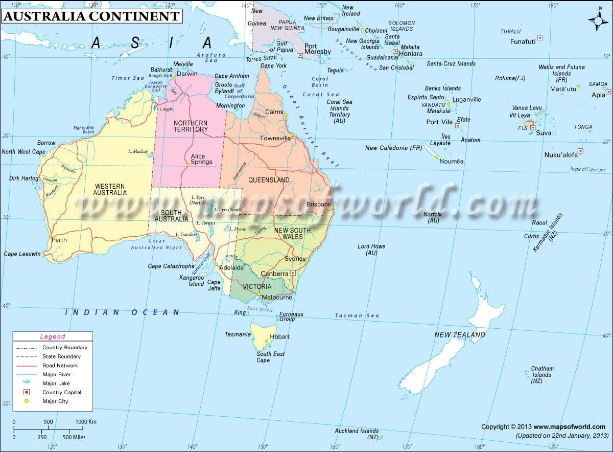 carte de l'Australie continent