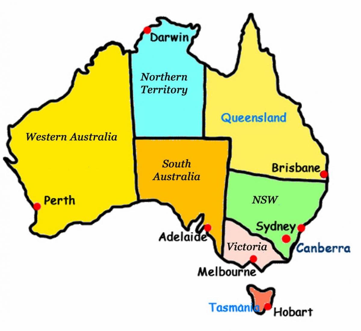 L'australie déclare carte Carte de l'Australie avec les états (Australie et la Nouvelle L'australie déclare carte Carte de l'Australie avec les états (Australie et la Nouvelle