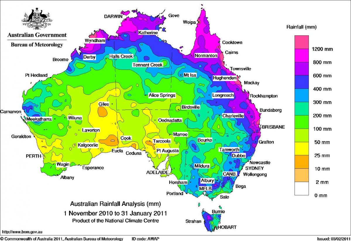 météo carte de l'Australie