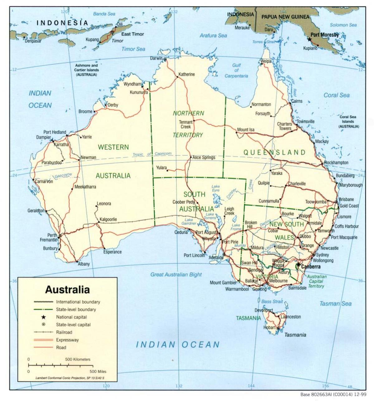 carte de l'Australien océans