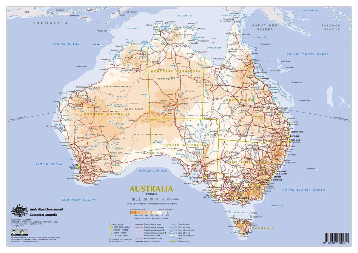 carte de l'Australie transports