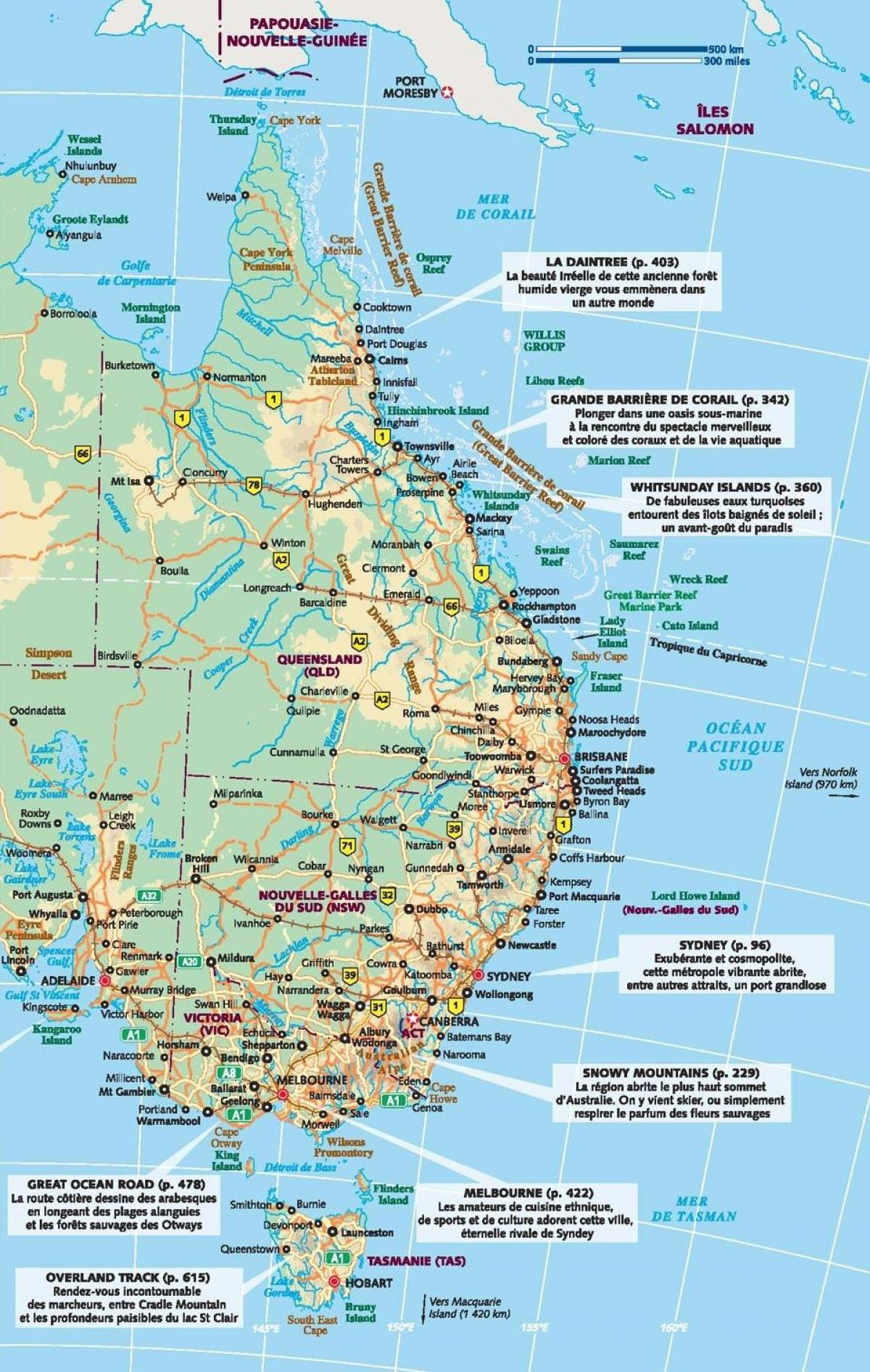 L Est De L Australie Carte Carte De L Est De L Australie L Australie Et La Nouvelle Zelande Oceanie