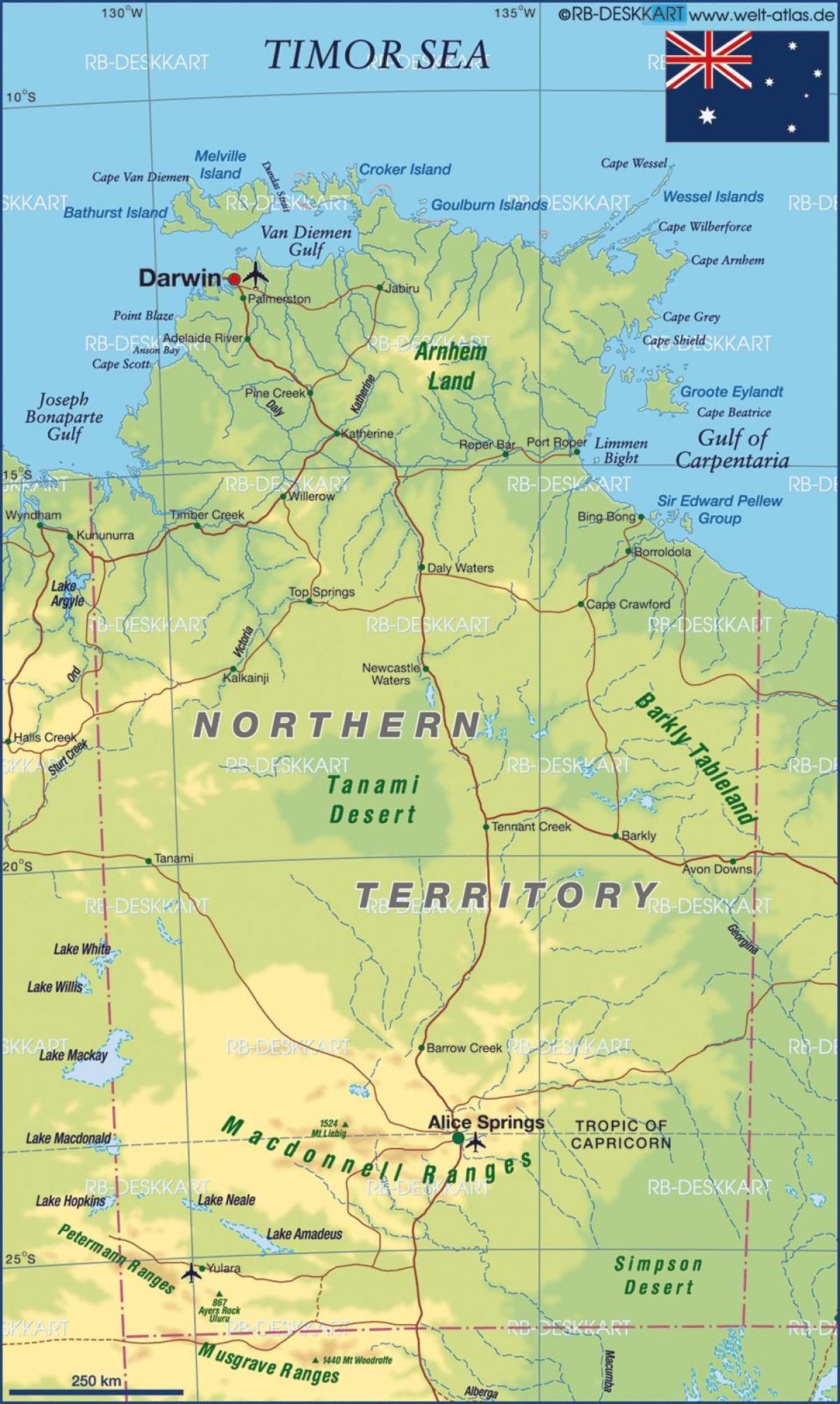 carte du nord de l'Australie