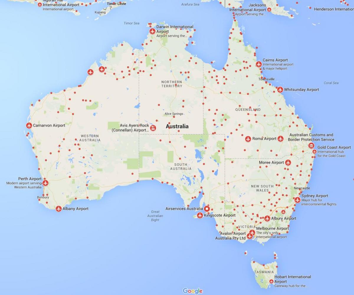 carte aeroport australie Les aéroports australiens carte   carte des aéroports en Australie 