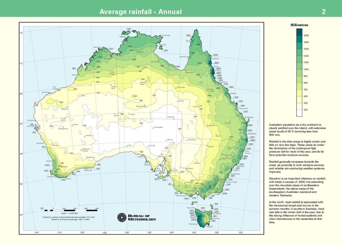 Australien précipitations carte