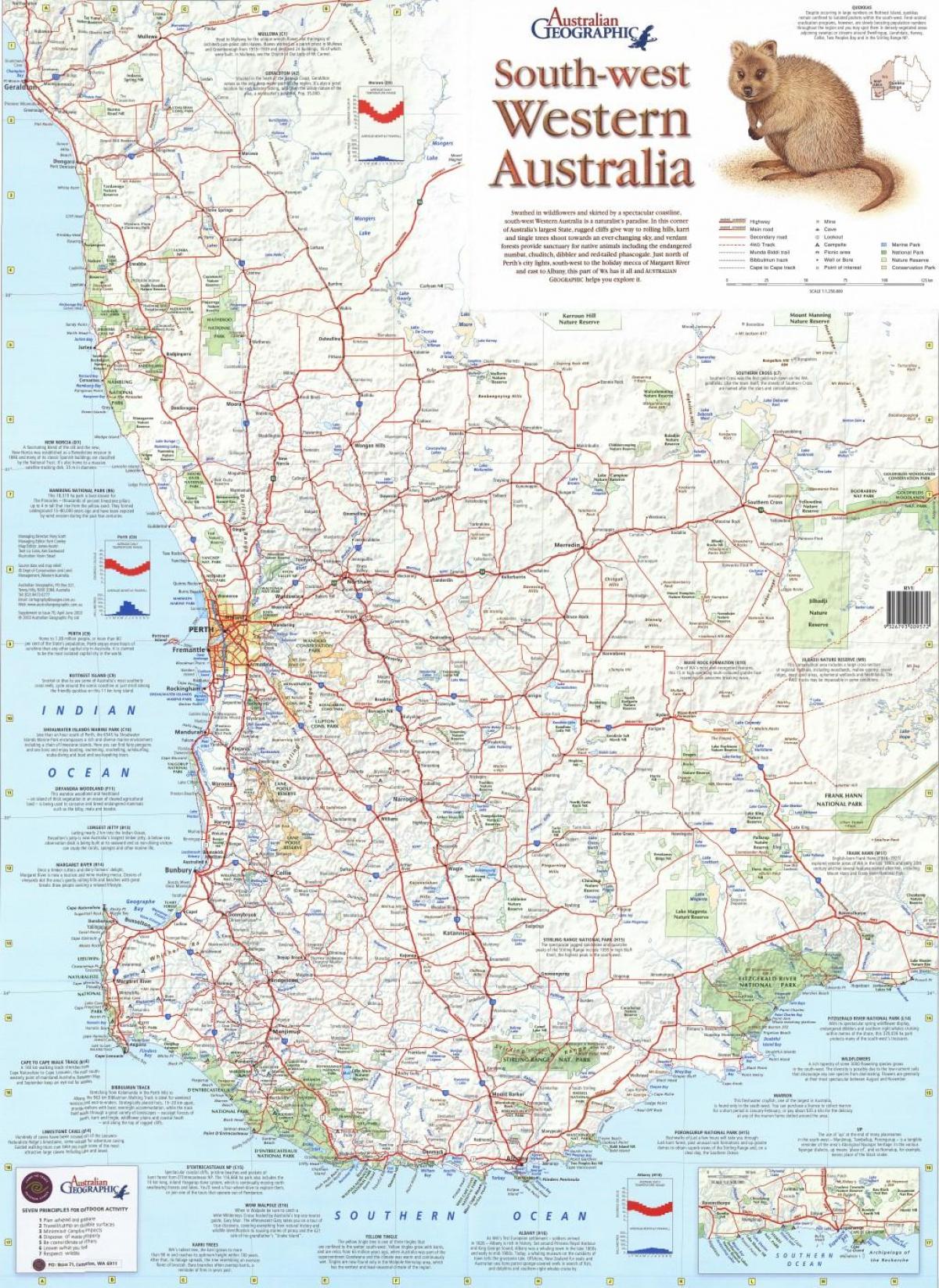carte du sud-ouest de l'Australie