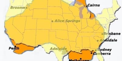 Australie à la carte de l'amérique du