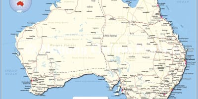 L'australie carte avec les villes