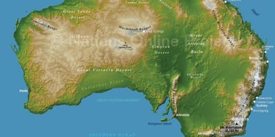 Élévation de la carte de l'Australie