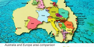 Carte de l'Europe en Australie