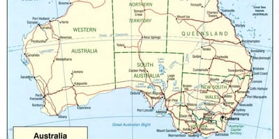Carte de l'Australien océans