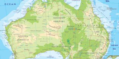 Une carte physique de l'Australie
